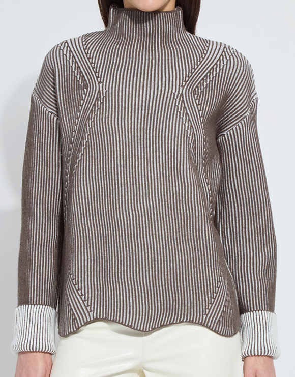 Hyacinth Rib Scallop Edge Sweater
