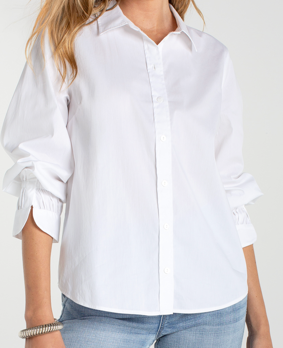 Adjustable Sleeve Button Front Top