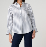Adjustable Sleeve Button Front Top