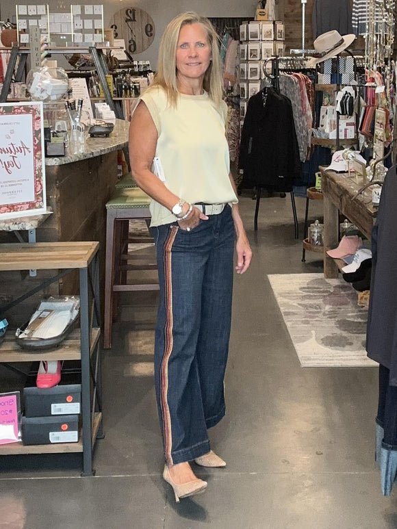 Sleeveless Woven to Knit Top