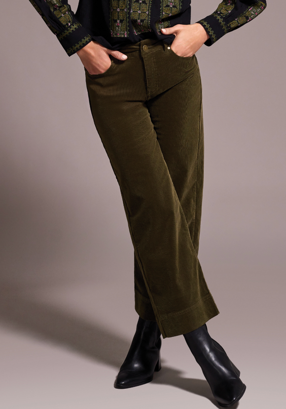 High Rise Fly Front Ankle Pant