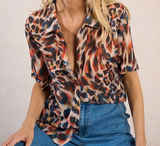 Button Front Sheer Blouse