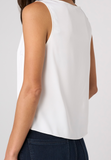 V-Neck Woven Tank w/ Lace Trim