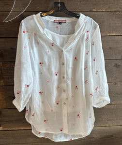 Tiny Heart Button Front Blouse