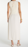 Sleeveless Crew Neck Tie Back Sweater Woven Dress