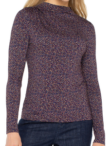 Mock Neck Top with Shirring