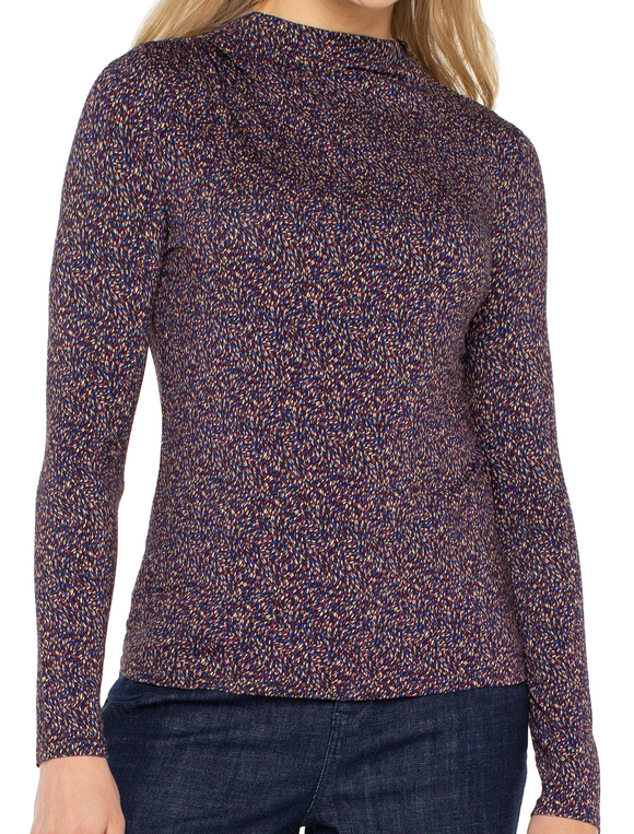 Mock Neck Top with Shirring