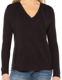 Long Sleeve V-Neck Top with Shirring