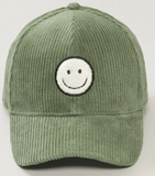 Corduroy Happy Face Baseball Cap