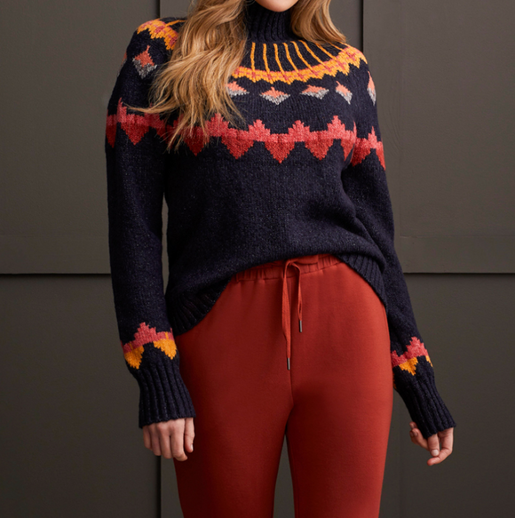 Mock Neck Intarsia Sweater