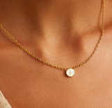 Rose Marble Coin Necklace