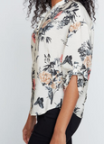 Button Front Print Woven Blouse