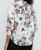 Button Front Print Woven Blouse