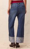 Audrey Palazzo with Printed Cuff Denim