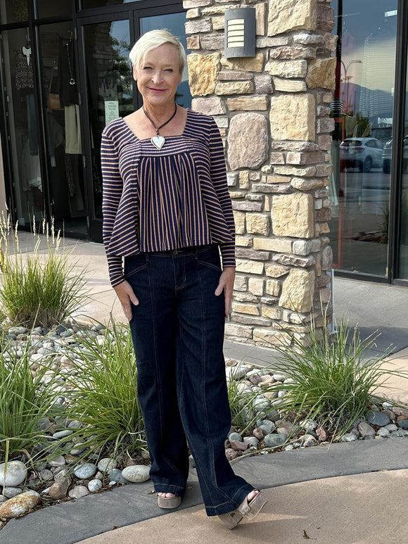 Striped Square Neck Top