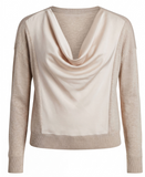 Long Sleeve Drape Neck Woven Sweater Hybrid