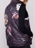 Printed Reversible Quilted Faux Fur Vest