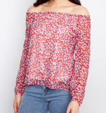 Printed Raglan Balloon Sleeve Blouse
