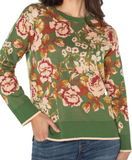 Long Sleeve Crew Neck Floral Sweater