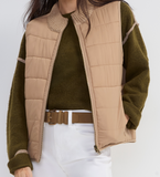 Sleeveless Reversible Zip Front Quilted Sweater Vest