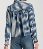 Striped Crop Button Front Top with Ruffles