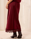 Satin Skirt with Lace Hem