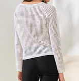 Bell Sleeve Boat Neck Open Stitch Sweater