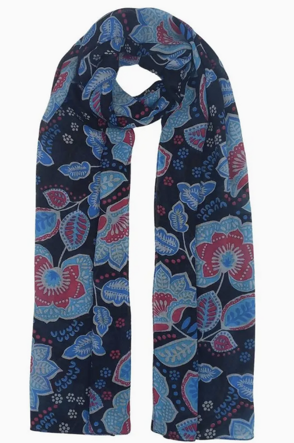 Black Floral Print Scarf
