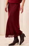 Satin Skirt with Lace Hem