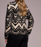 Crew Neck Black Print Sweater