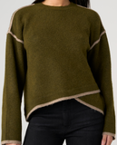 Long Sleeve Crew Neck Sweater with Tulip Hem