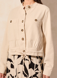 Button Front Jacket with Drawcord