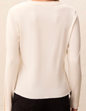 L/S Crew Neck Top with Button Detail