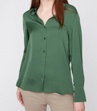 Satin Button Front Blouse