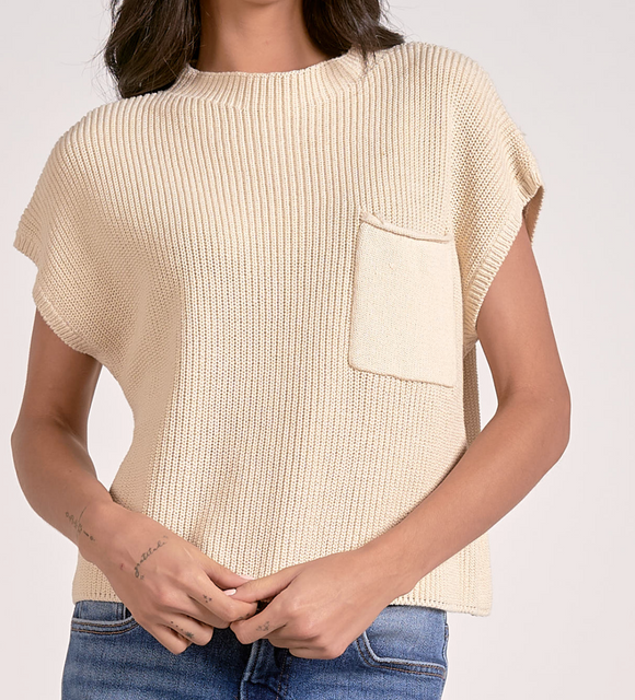 Cap Sleeve Pocket Sweater