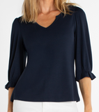 Elbow Sleeve Notch Top