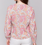 Paisley Tie Front Blouse