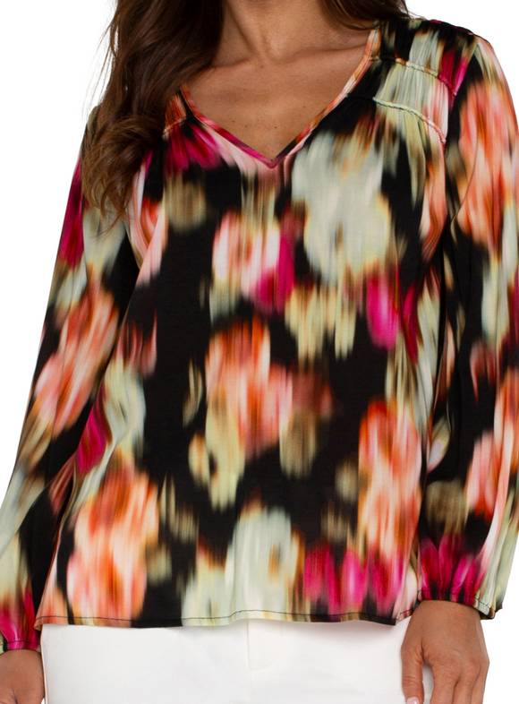 Long Sleeve V-Neck Floral Top