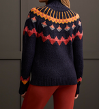 Mock Neck Intarsia Sweater