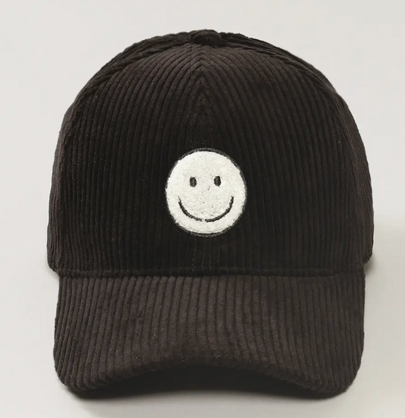 Corduroy Happy Face Baseball Cap