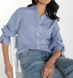 Adjustable Sleeve Button Front Top
