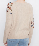 Floral Embroidered Raglan Crew Neck Sweater