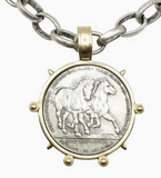Industrial Equestrian Mixed Metal Coin Necklace