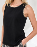 Sleeveless Top w/ crochet trim