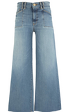Meg High Rise Wide Leg Front Pockets Inset with Raw Hem