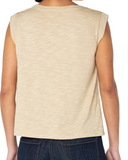 Sleeveless Woven to Knit Top