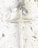 Cross Necklace Religious Jewelry Rustic Pearl Non Tarnishing