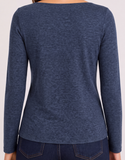 Long Sleeve Boat Neck Knit Top with Twist Detail