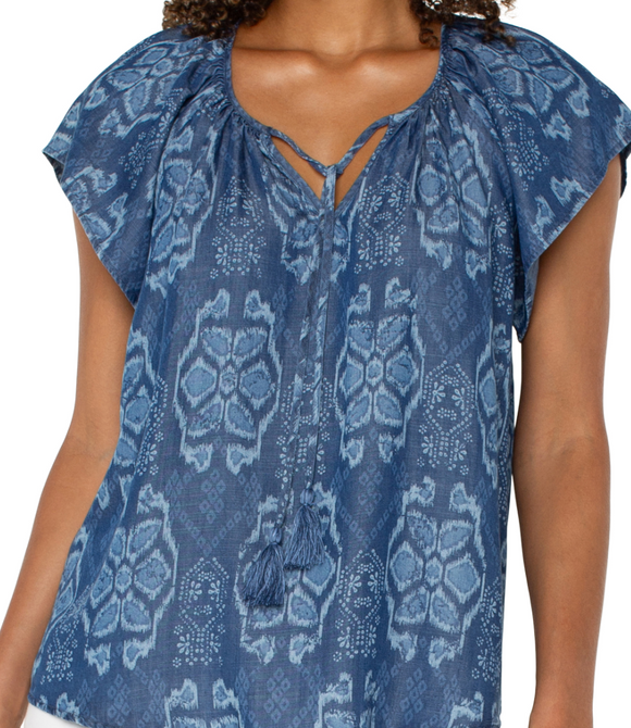 Flutter Sleeve Top with Front Tie