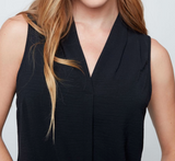 Sleeveless Button Front Blouse